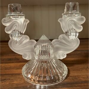 Vintage Malverne by Libochovice Bohemian Czech Glass Dual Candlestick